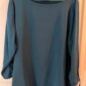 Eileen Fisher Teal Boatneck Long-Sleeve Tunic